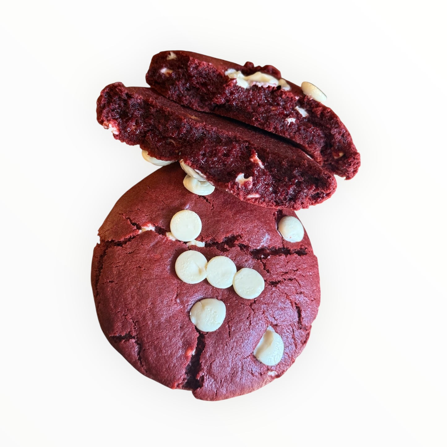 Red Velvet white chocolate cookies broken