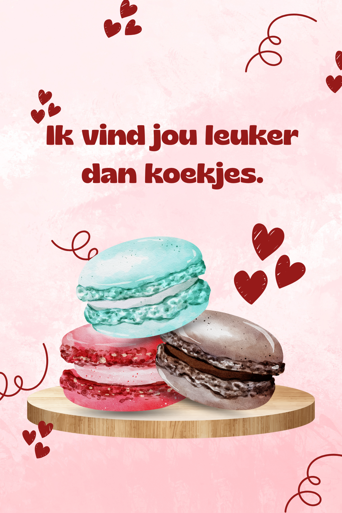 Wenskaart 'ik vind jou leuker dan koekjes'