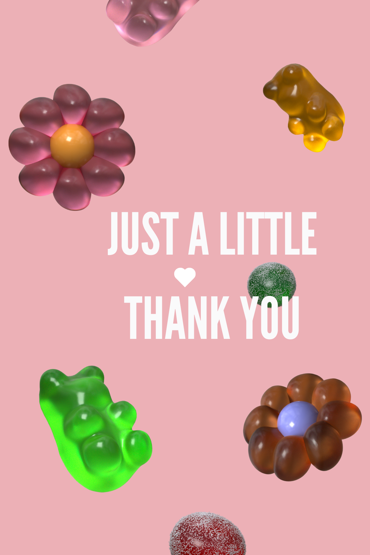 Wenskaart 'just a little thank you' Roze