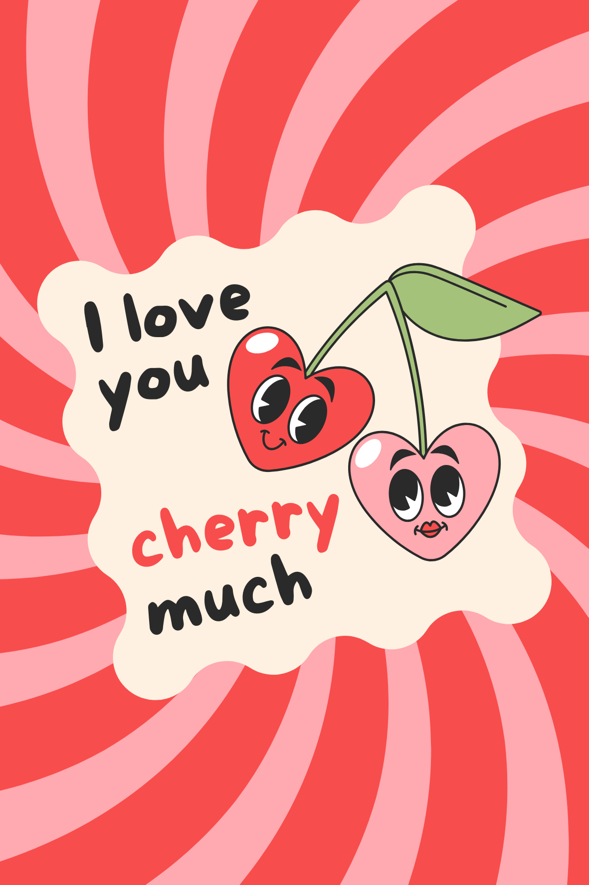 Wenskaart 'Love you cherry much'