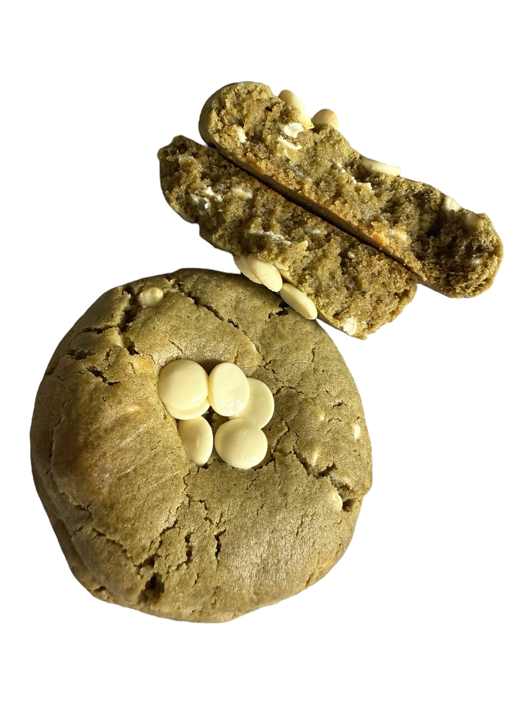 matcha green cookies white chocolate broken