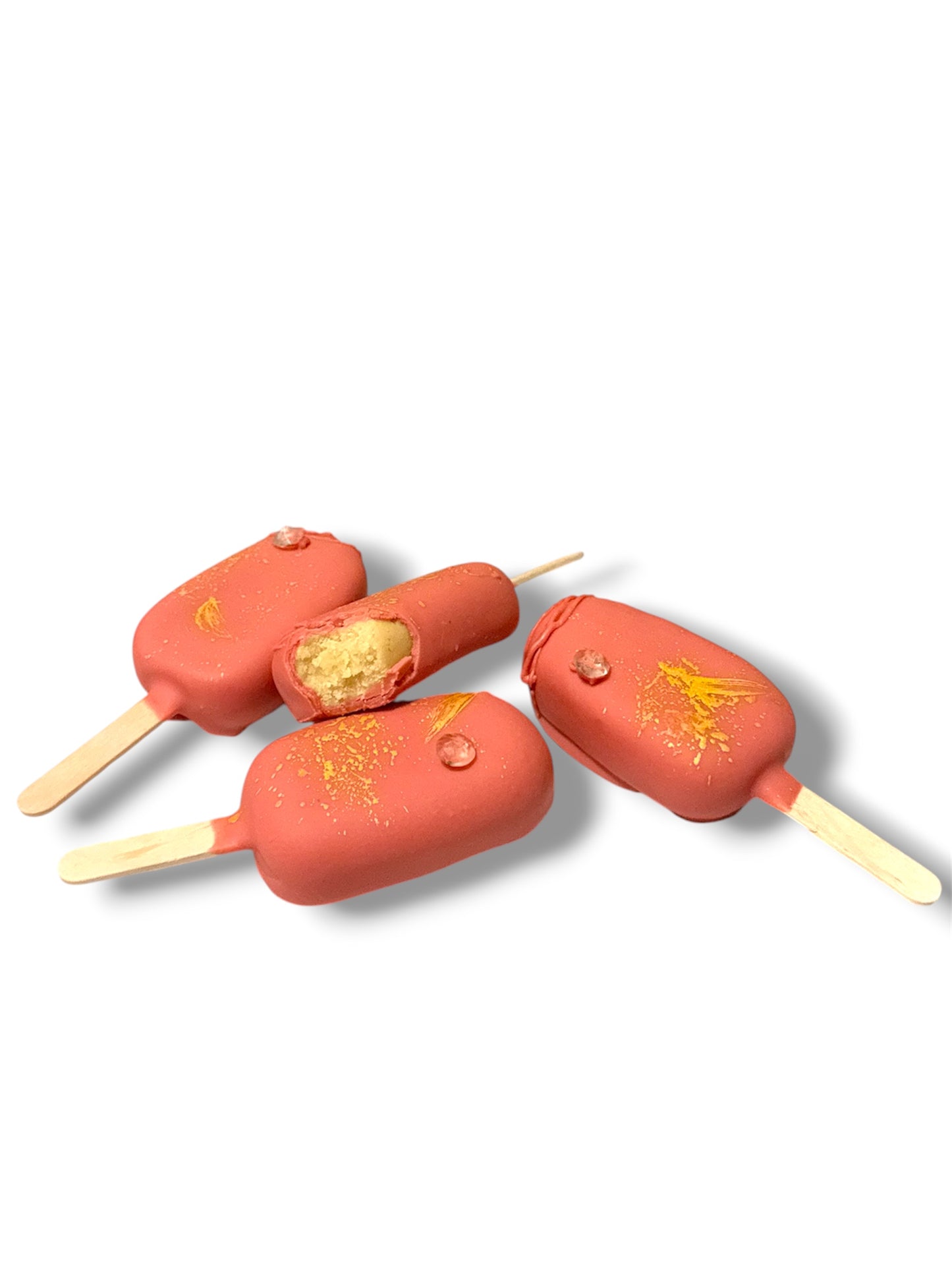Cake slice roze met goud cake pop met diamant prinses