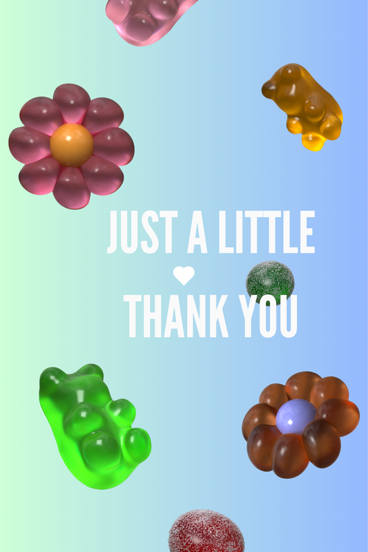 Wenskaart 'just a little thank you' Blauw