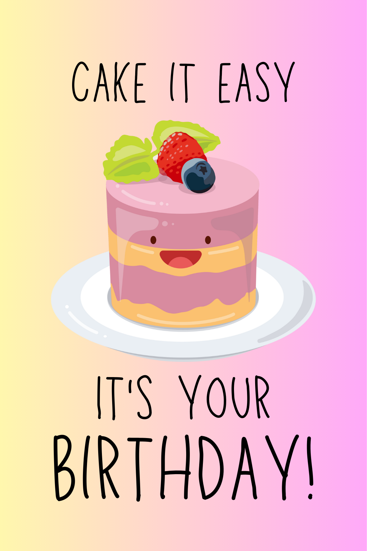 Wenskaart Verjaardag ´Cake it easy´
