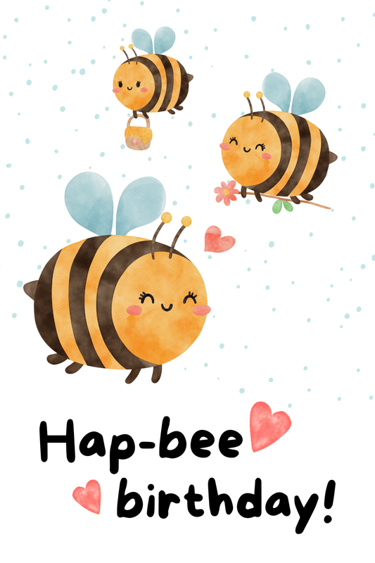 Wenskaart Verjaardag ´Hap-bee birthday'
